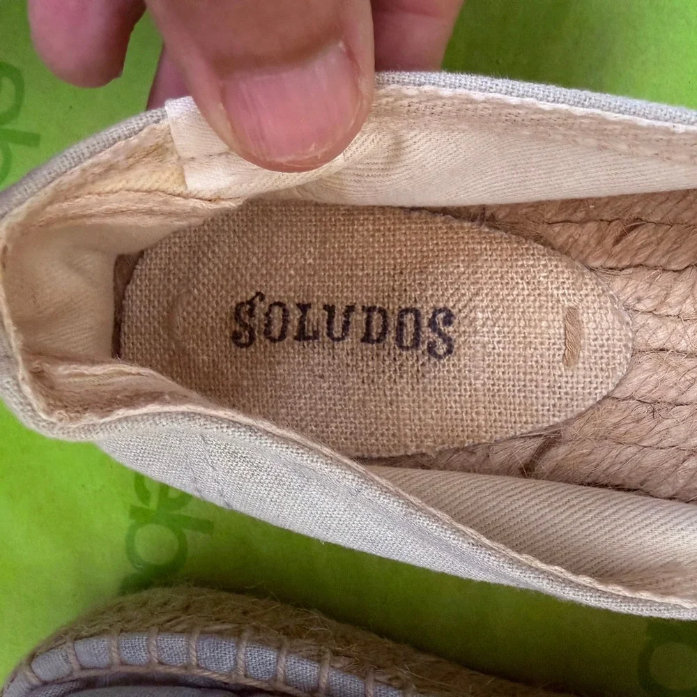 Soludos Lemon Embroidered Espadrille Loafers Womens 6‎ Blue Summer Beach Canvas